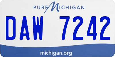 MI license plate DAW7242