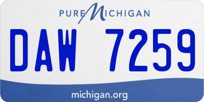 MI license plate DAW7259