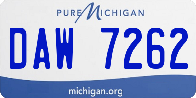 MI license plate DAW7262