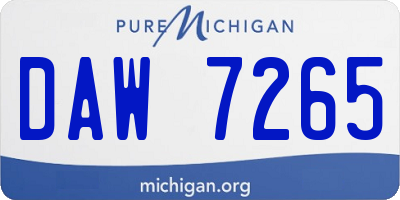 MI license plate DAW7265