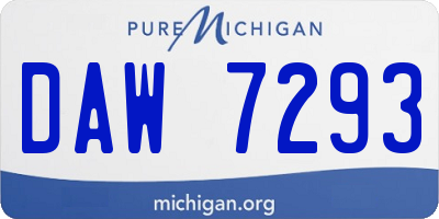 MI license plate DAW7293