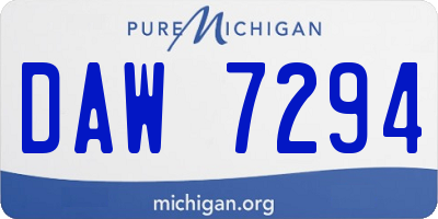 MI license plate DAW7294