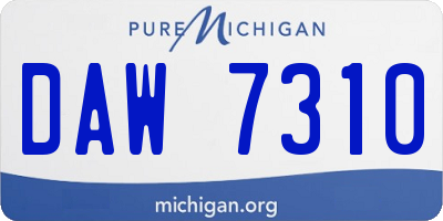 MI license plate DAW7310