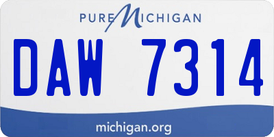 MI license plate DAW7314