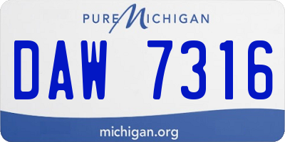 MI license plate DAW7316