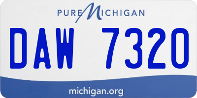 MI license plate DAW7320