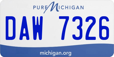 MI license plate DAW7326