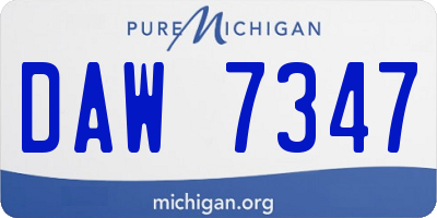 MI license plate DAW7347