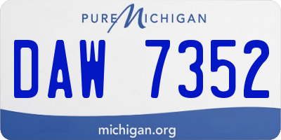 MI license plate DAW7352