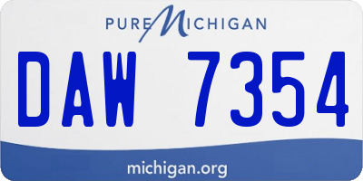 MI license plate DAW7354