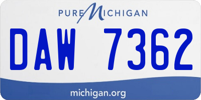 MI license plate DAW7362