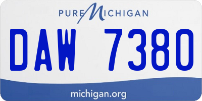 MI license plate DAW7380
