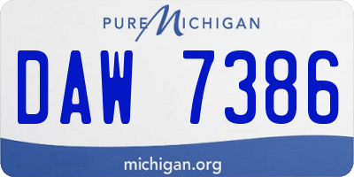MI license plate DAW7386