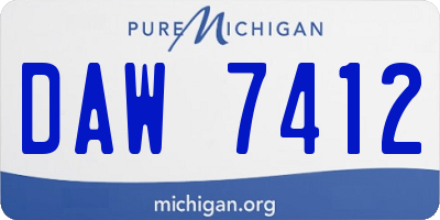 MI license plate DAW7412