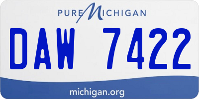 MI license plate DAW7422