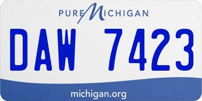 MI license plate DAW7423