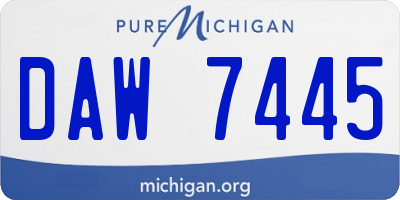 MI license plate DAW7445
