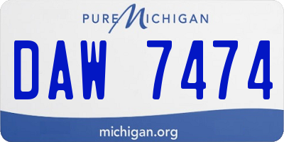 MI license plate DAW7474