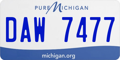 MI license plate DAW7477