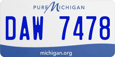 MI license plate DAW7478