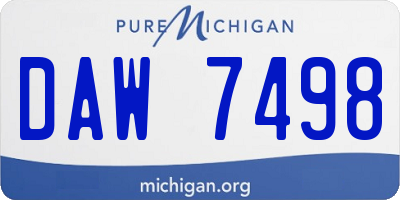 MI license plate DAW7498
