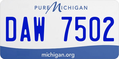 MI license plate DAW7502