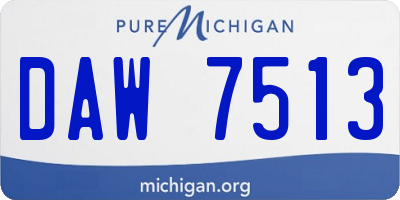 MI license plate DAW7513