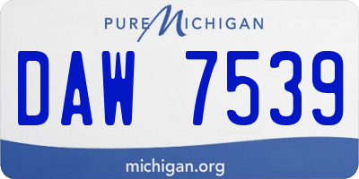 MI license plate DAW7539