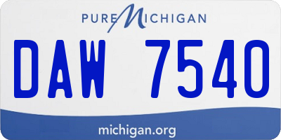 MI license plate DAW7540