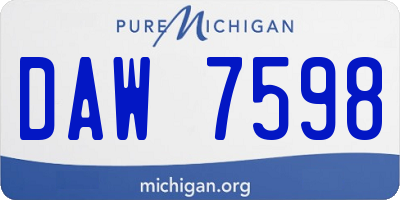 MI license plate DAW7598