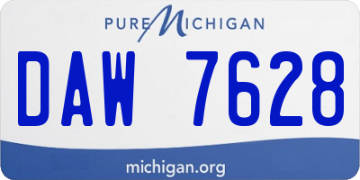 MI license plate DAW7628