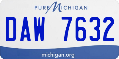 MI license plate DAW7632