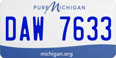 MI license plate DAW7633