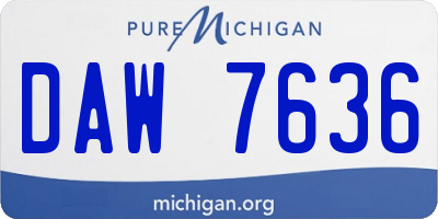 MI license plate DAW7636