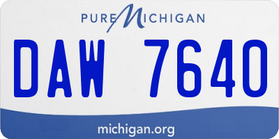 MI license plate DAW7640