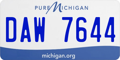 MI license plate DAW7644