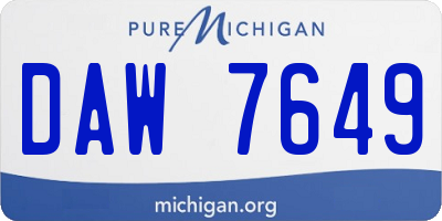 MI license plate DAW7649