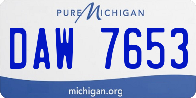 MI license plate DAW7653