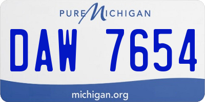MI license plate DAW7654