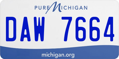 MI license plate DAW7664