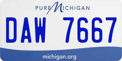 MI license plate DAW7667