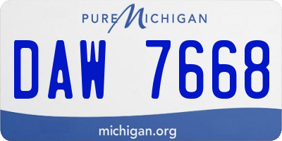 MI license plate DAW7668