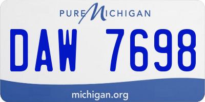 MI license plate DAW7698