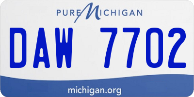 MI license plate DAW7702