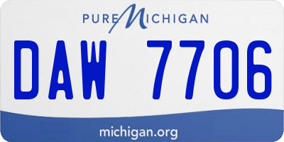 MI license plate DAW7706