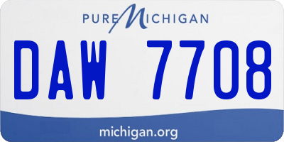 MI license plate DAW7708