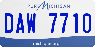 MI license plate DAW7710