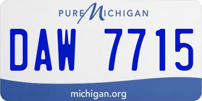 MI license plate DAW7715