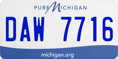 MI license plate DAW7716