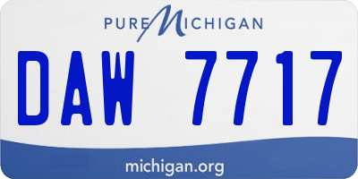 MI license plate DAW7717